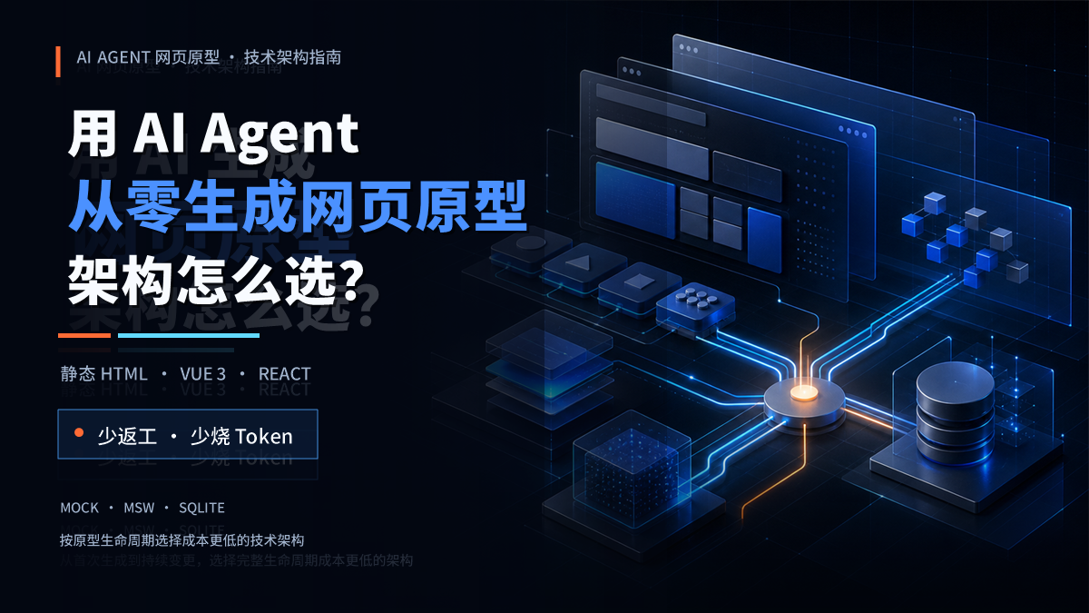 用 AI Agent 从零生成网页原型：静态 HTML、Vue、React 怎么选，才能少返工、少烧 Token封面