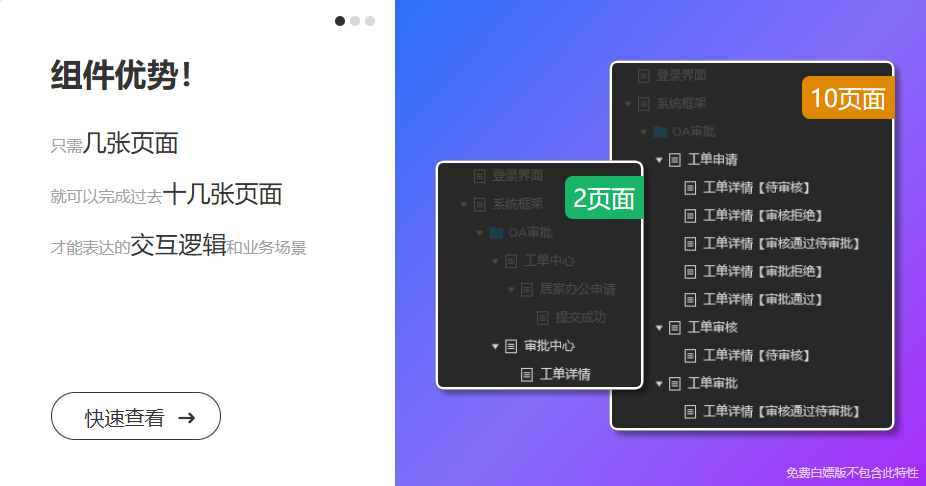 少量页面表达复杂交互逻辑和业务场景