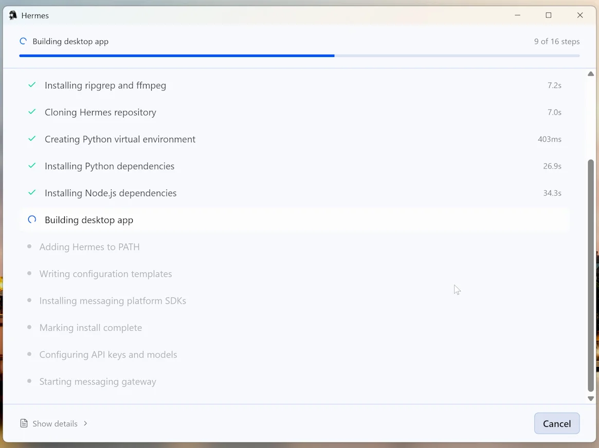 图 1:Hermes Desktop 安装器界面